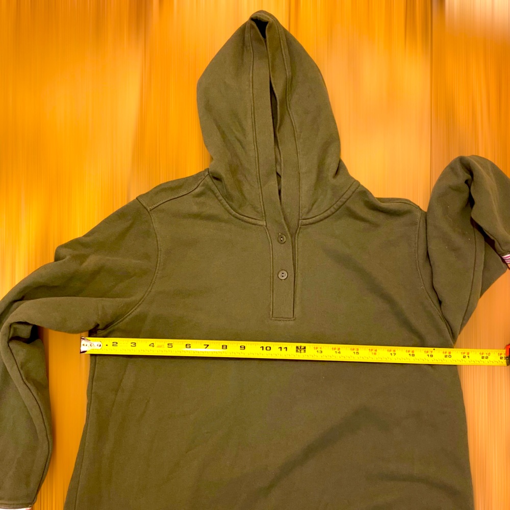 NWT Lands’ End Women’s Serious Sweats Olive Green Henley Hoodie Petite Large - Picture 5 of 7